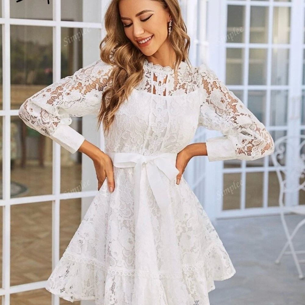 Elegant White Lace Dress